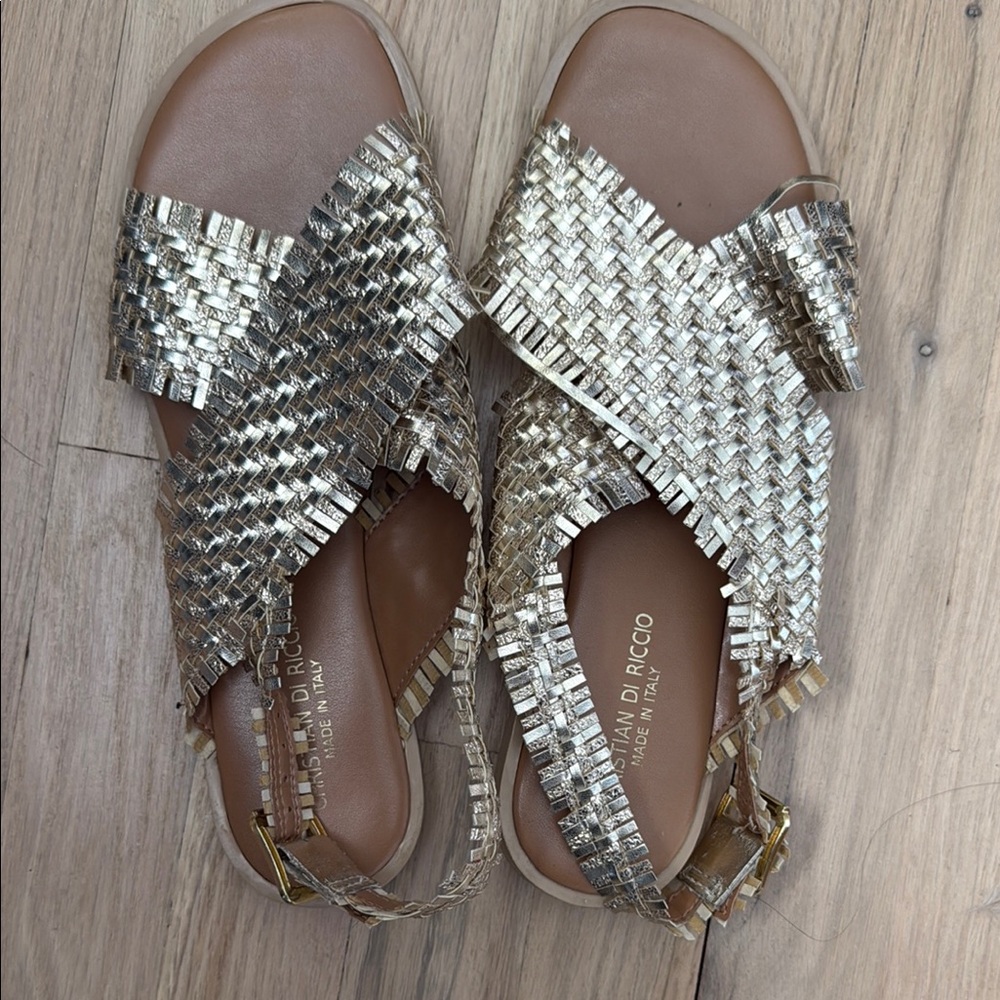 Women’s Gold Woven Sandals